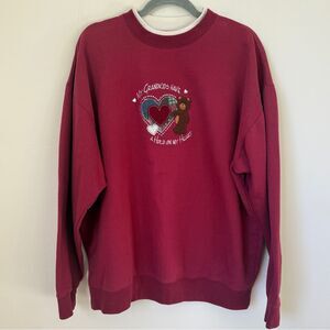 Vintage MC Sportswear Embroidered Bear Grandma Heart Sweatshirt Cottagecore 2X